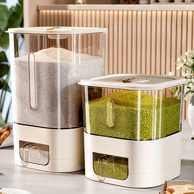 Kitchen Gadgets Organizer - Dispenser Beras 14LB, Wadah Penyimpanan Biji-bijian